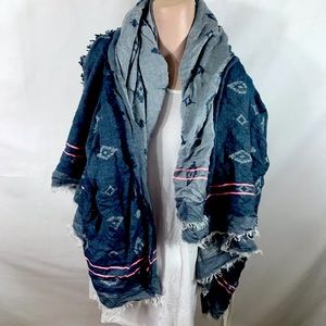 Dark Blue and pink patterned scarf